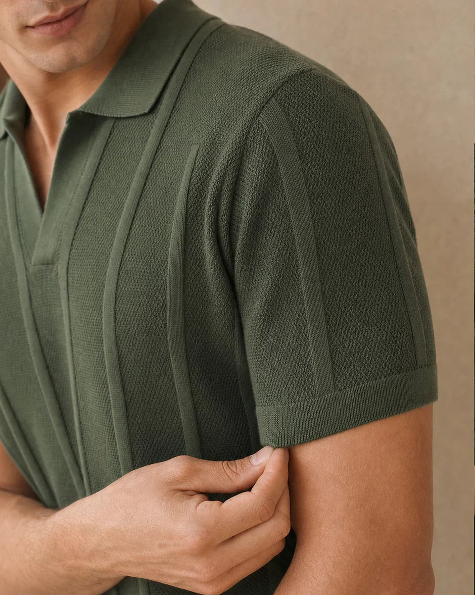 Lzuri Sporty Ribbed Polo T-Shirt