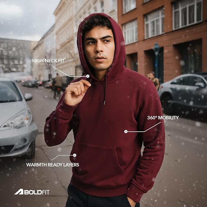 Men's Maroon Pullover Hooded Sweatshirt