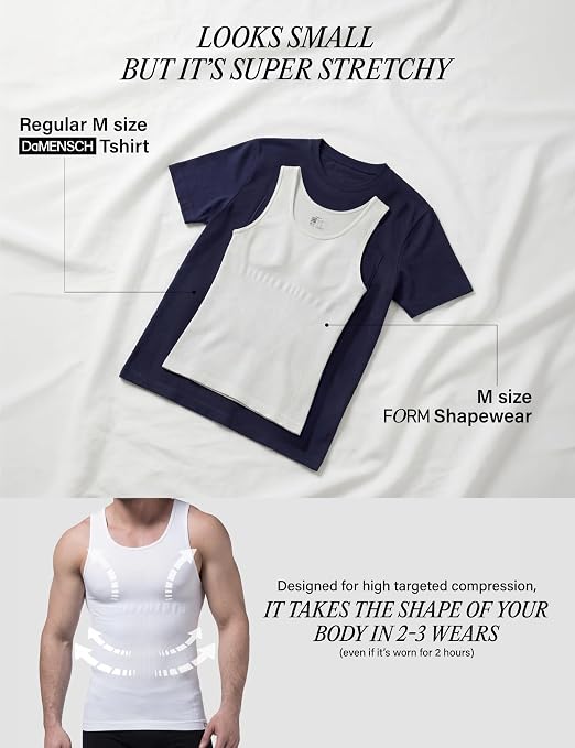 Men's White Compression Slimming Body Shaper Vest