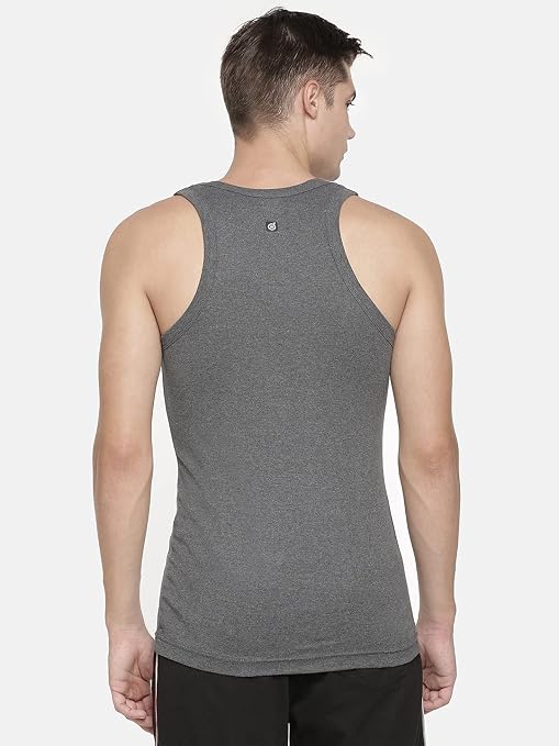 Men's Charcoal Grey Ribbed Gym Tank Top Vest