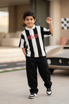 Black Stripes Regular Fit Polos For Boys
