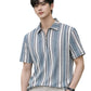 Men's Textured Striped Half-Zip Polo T-Shirt