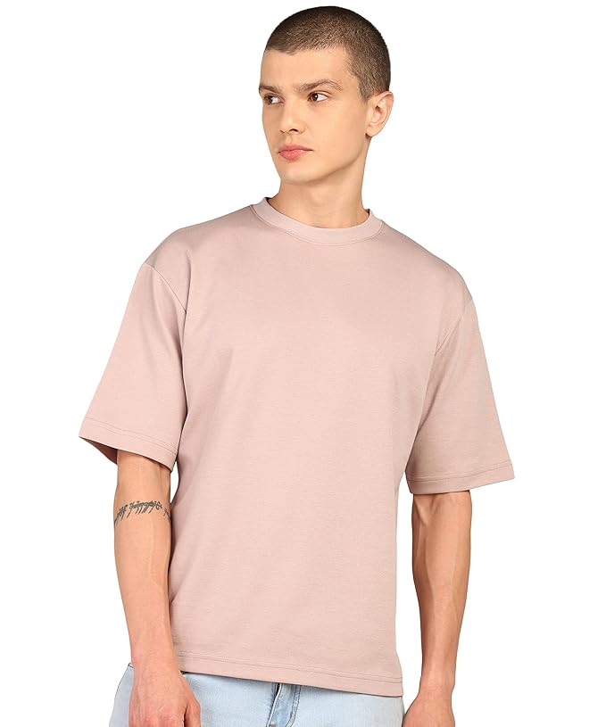 Men's Premium Oversized Solid Crew-Neck T-Shirt