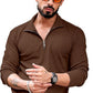 Men's Brown Half-Zip Textured Sweatshirt