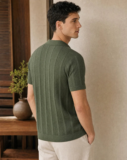 Lzuri Sporty Ribbed Polo T-Shirt