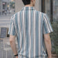 Men's Textured Striped Half-Zip Polo T-Shirt