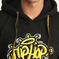 Lzuri Fashion Hip-Hop Back Printed Black Winter Hoodie for Men
