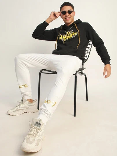 Lzuri Fashion Hip-Hop Back Printed Black Winter Hoodie for Men