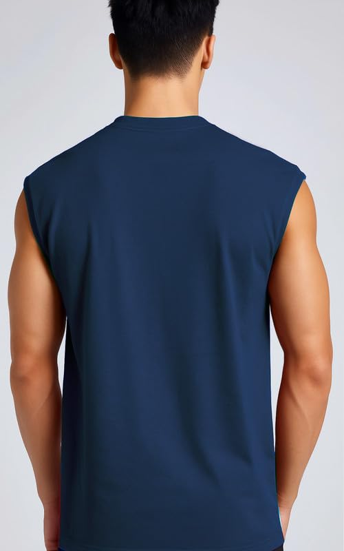 Men's Navy Blue 'Brooklyn USA' Sleeveless Muscle Vest