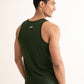 Men's Dark Green Solid Cotton Gym Tank Top Vest