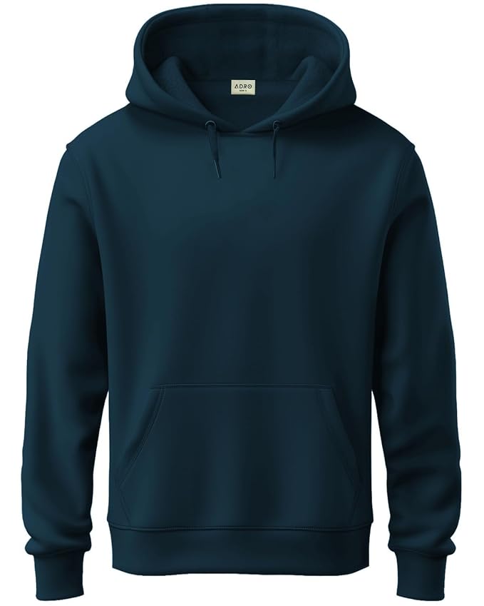 Men's Deep Teal Blue Solid Pullover Hoodie
