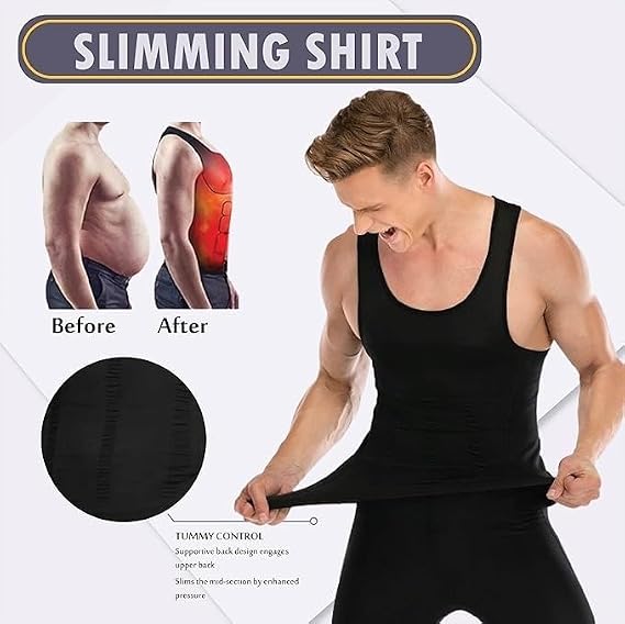 Men's Black Compression Slimming Body Shaper Vest