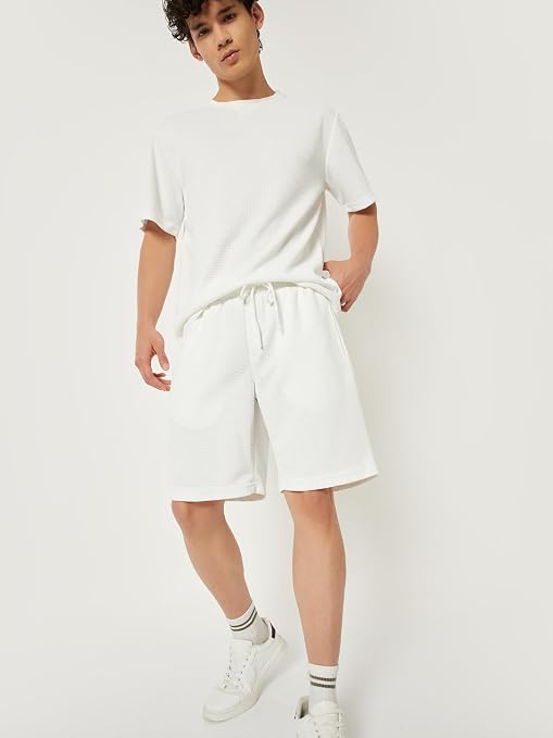 Men's Textured Cotton Casual Shorts
