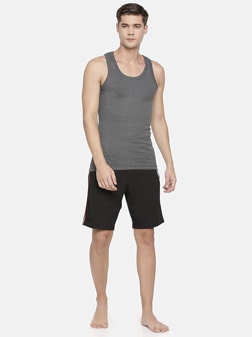 Men's Charcoal Grey Ribbed Gym Tank Top Vest