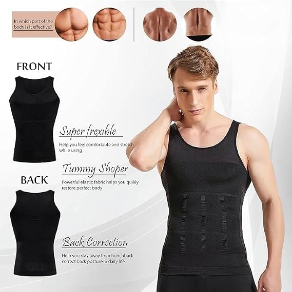Men's Black Compression Slimming Body Shaper Vest