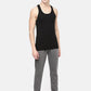 Men's Solid Black Cotton Ribbed Gym Vest
