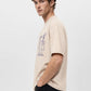 Men's Beige Graphic Printed Oversized T-Shirt