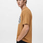 Men's Tan Brown Varsity Graphic Oversized T-Shirt