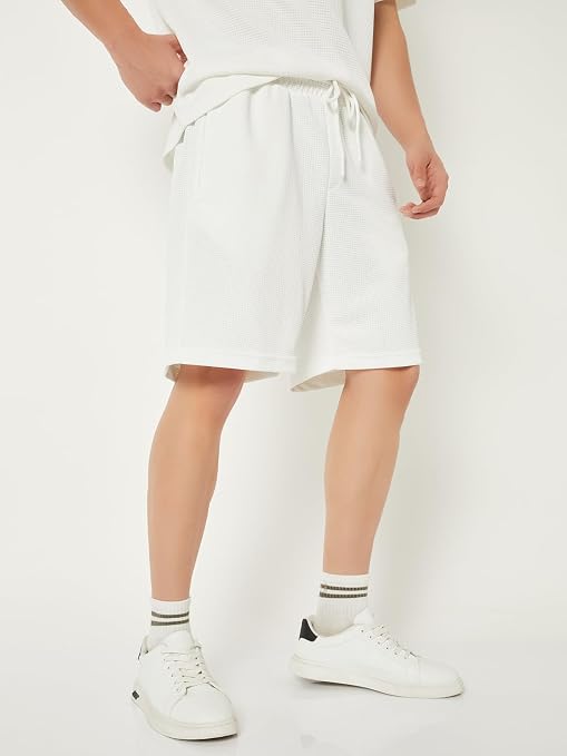 Men's Textured Cotton Casual Shorts