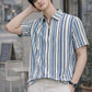 Men's Textured Striped Half-Zip Polo T-Shirt