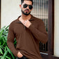 Men's Brown Half-Zip Textured Sweatshirt