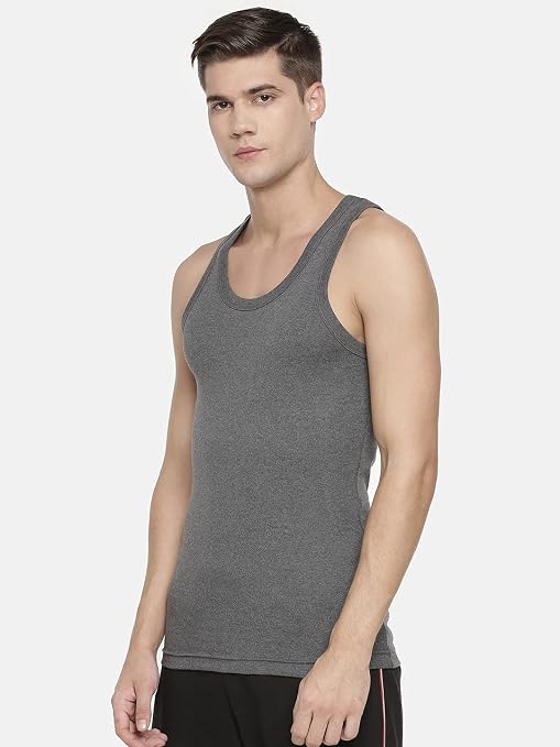 Men's Charcoal Grey Ribbed Gym Tank Top Vest