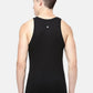 Men's Solid Black Cotton Ribbed Gym Vest