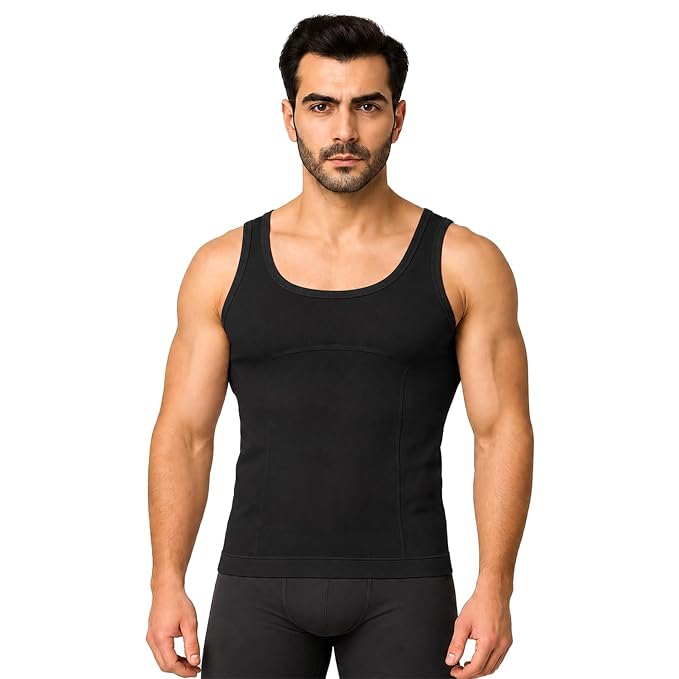 Men's Black 4-Way Stretch Performance Gym Vest