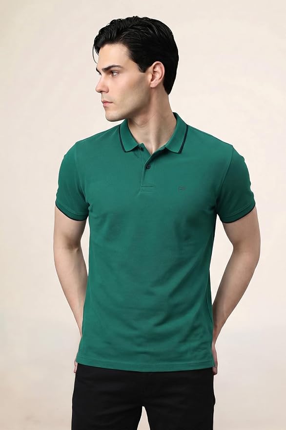 Men's Emerald Green Tipped Polo T-Shirt