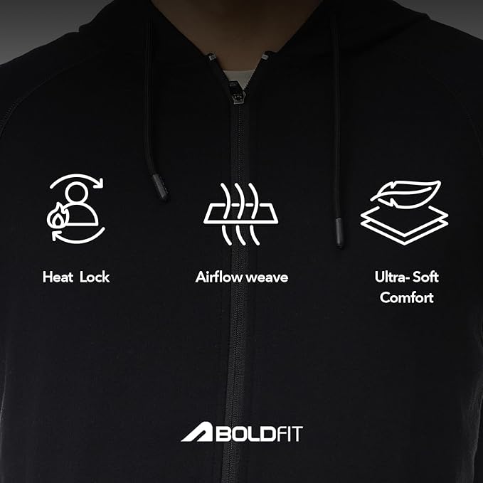 Men's Classic Black Full-Zip Hooded Sweatshirt
