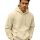 Men's Off-White Solid Pullover Hoodie with Contrast Cords