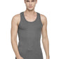 Men's Charcoal Grey Ribbed Gym Tank Top Vest
