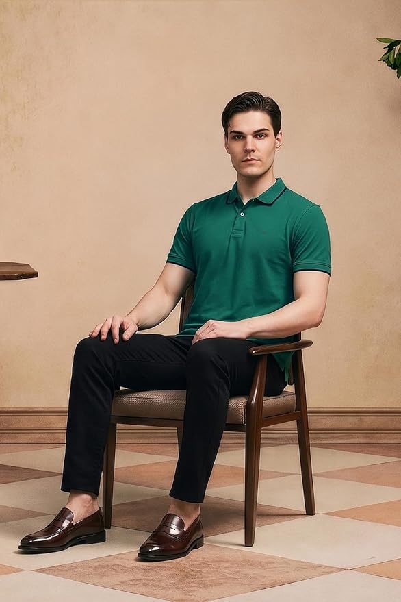 Men's Emerald Green Tipped Polo T-Shirt