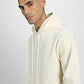 Men's Off-White Solid Pullover Hoodie with Contrast Cords
