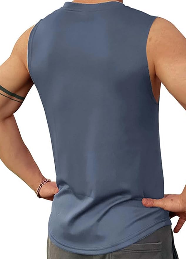 Men's Slate Blue Sleeveless Gym Tank Top