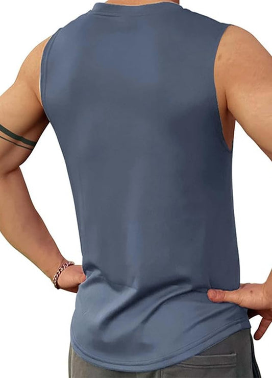 Men's Slate Blue Sleeveless Gym Tank Top
