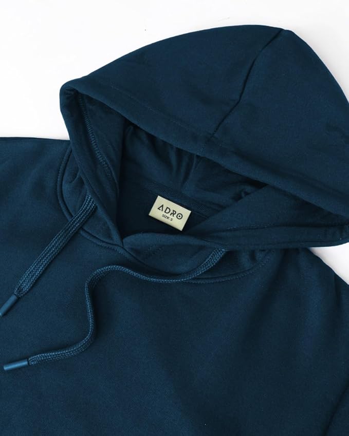 Men's Deep Teal Blue Solid Pullover Hoodie