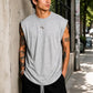 Men's Grey Melange Oversized Muscle Fit Tank Top