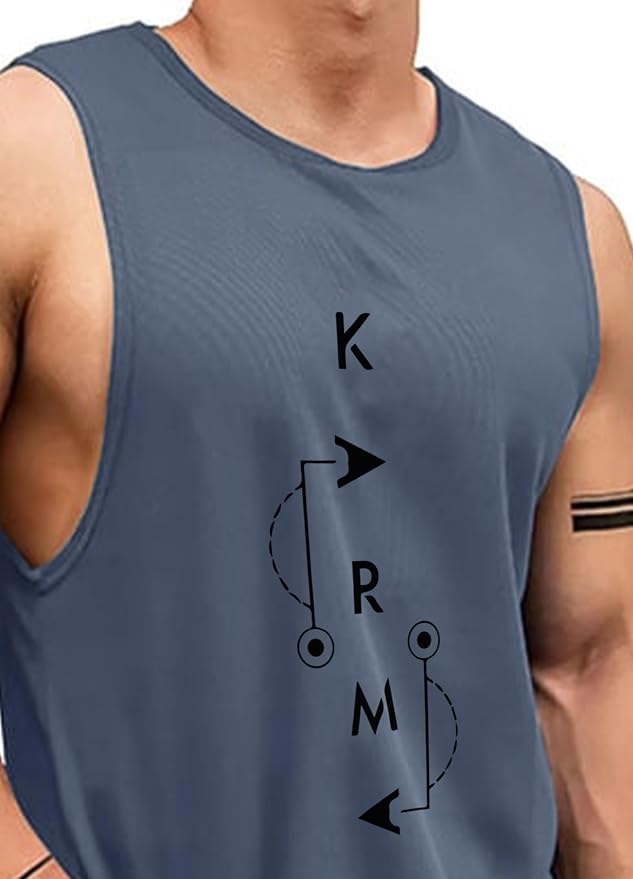 Men's Slate Blue Sleeveless Gym Tank Top
