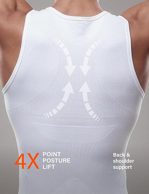 Men's White Compression Slimming Body Shaper Vest