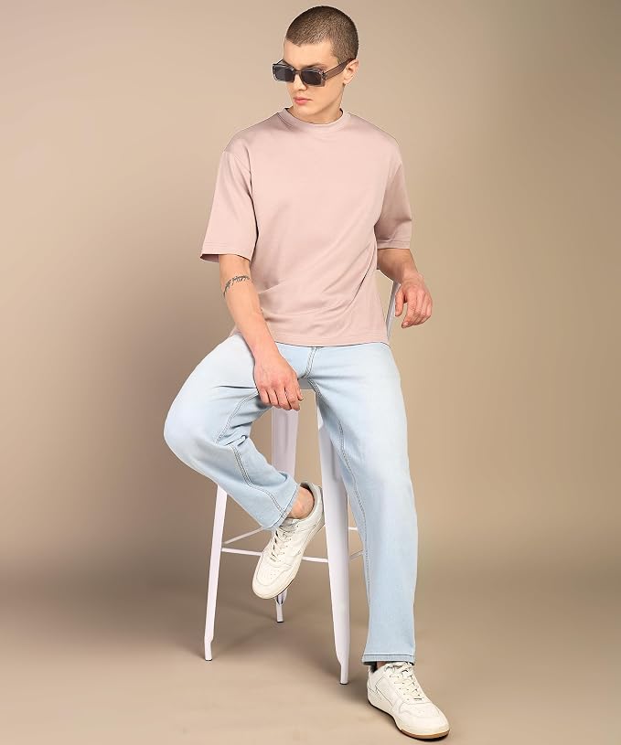 Men's Premium Oversized Solid Crew-Neck T-Shirt