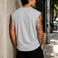 Men's Grey Melange Oversized Muscle Fit Tank Top