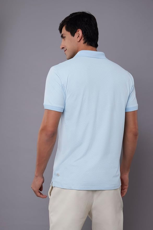 Men's Sky Blue Textured Polo T-Shirt
