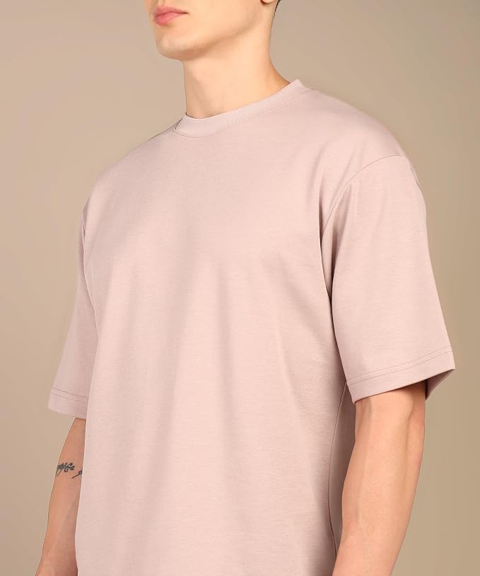 Men's Premium Oversized Solid Crew-Neck T-Shirt