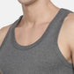 Men's Charcoal Grey Ribbed Gym Tank Top Vest