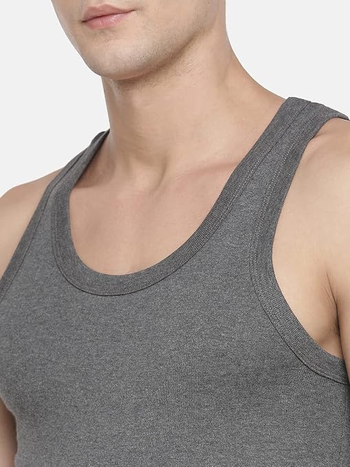 Men's Charcoal Grey Ribbed Gym Tank Top Vest