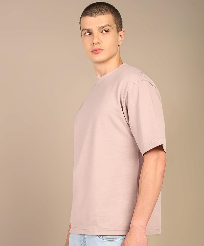 Men's Premium Oversized Solid Crew-Neck T-Shirt