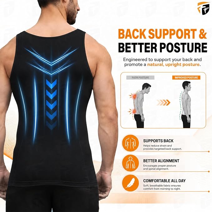 Men's Black 4-Way Stretch Performance Gym Vest