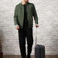 Men's Olive Green Multi-Pocket Full-Zip Hoodie
