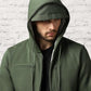 Men's Olive Green Multi-Pocket Full-Zip Hoodie
